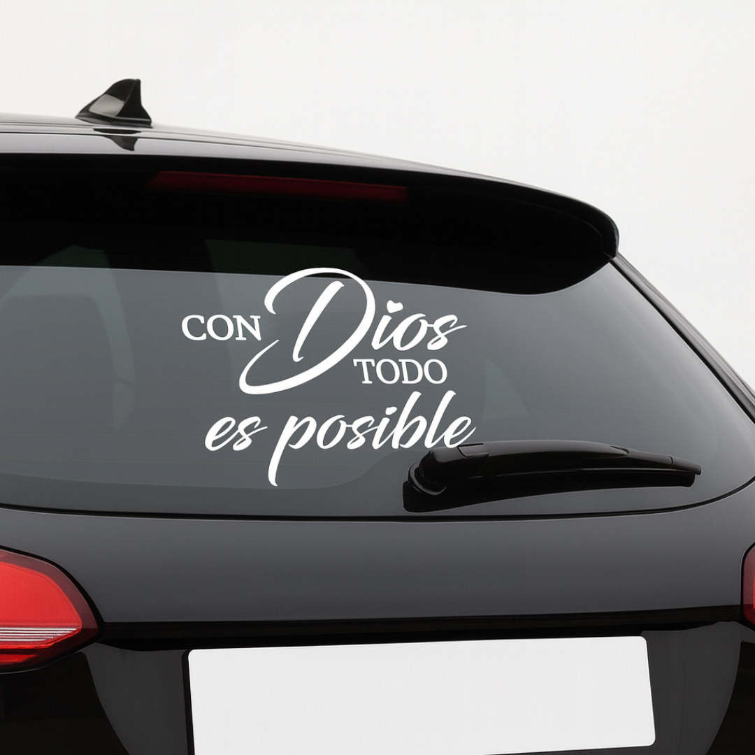 Sticker Vinilo Con Dios Todo Es Posible (6x5 in)