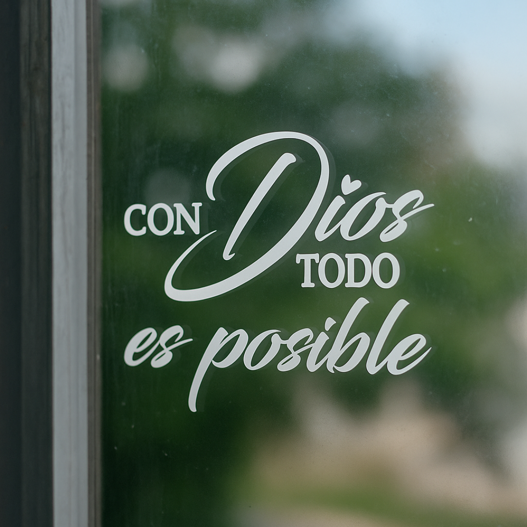 Sticker Vinilo Con Dios Todo Es Posible (6x5 in)