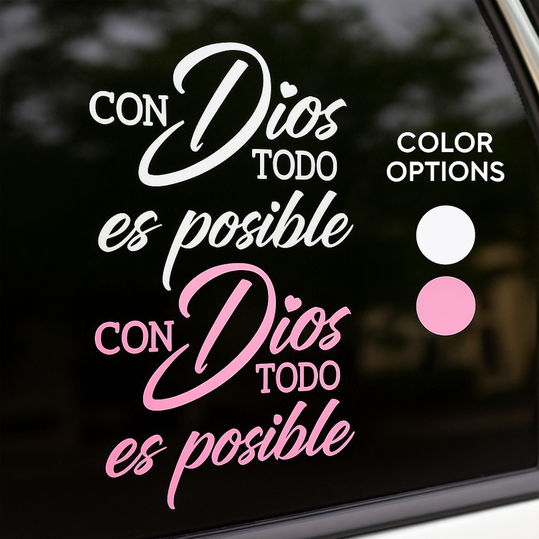 Sticker Vinilo Con Dios Todo Es Posible (6x5 in)