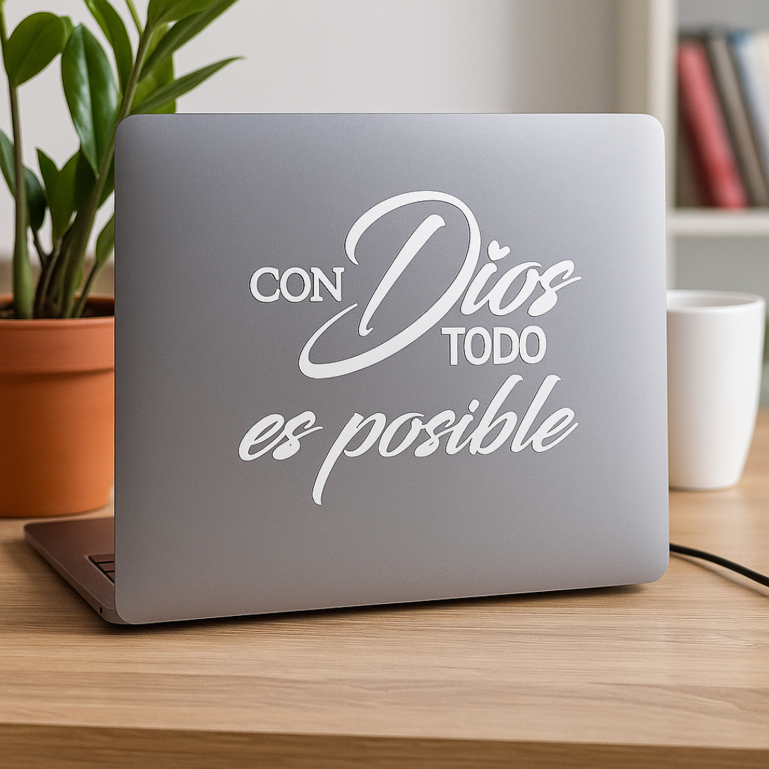Sticker Vinilo Con Dios Todo Es Posible (6x5 in)