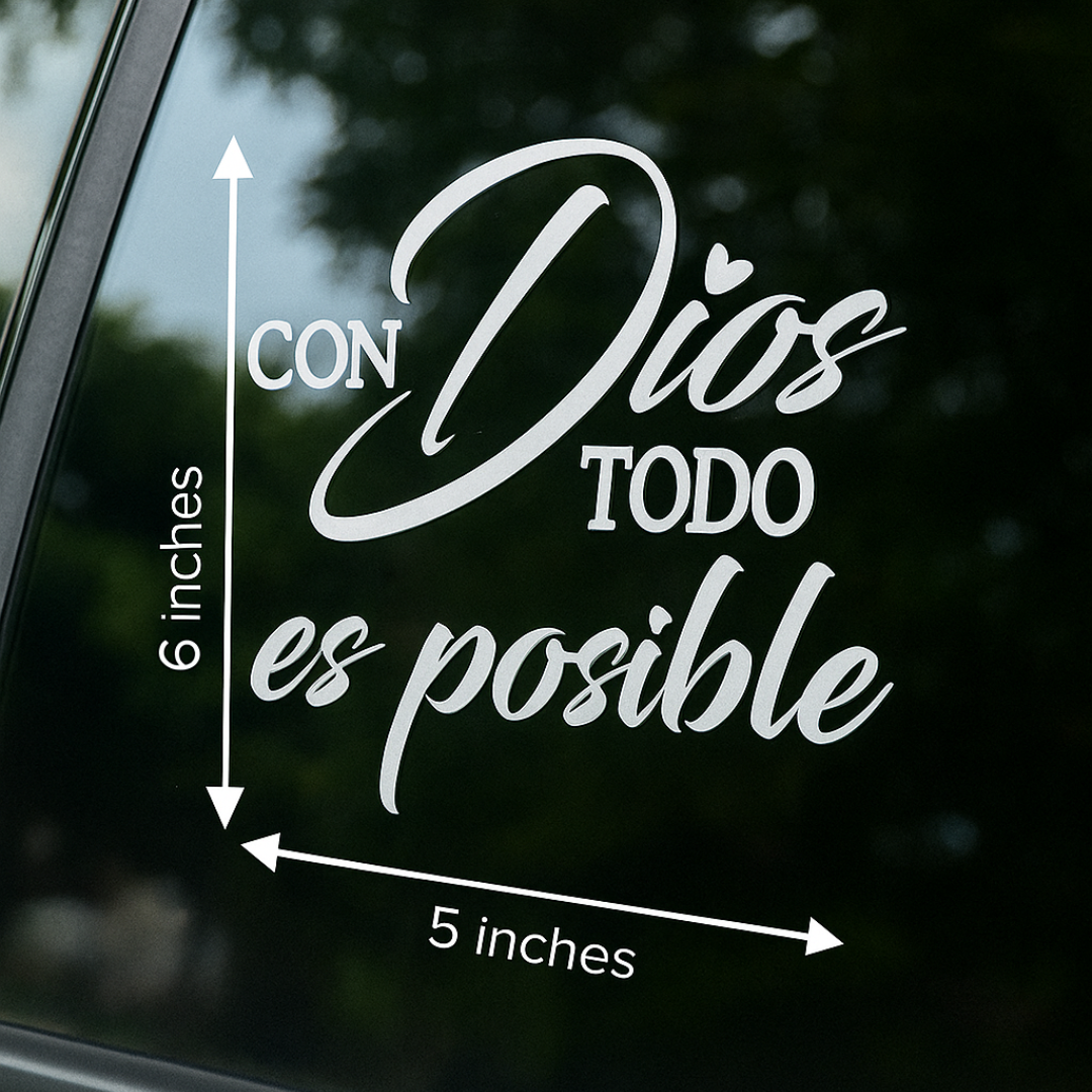 Sticker Vinilo Con Dios Todo Es Posible (6x5 in)