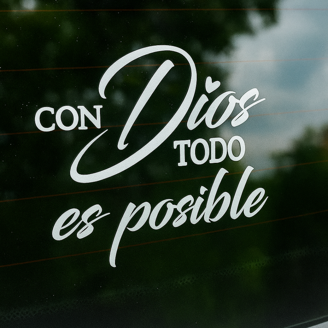 Sticker Vinilo Con Dios Todo Es Posible (6x5 in)