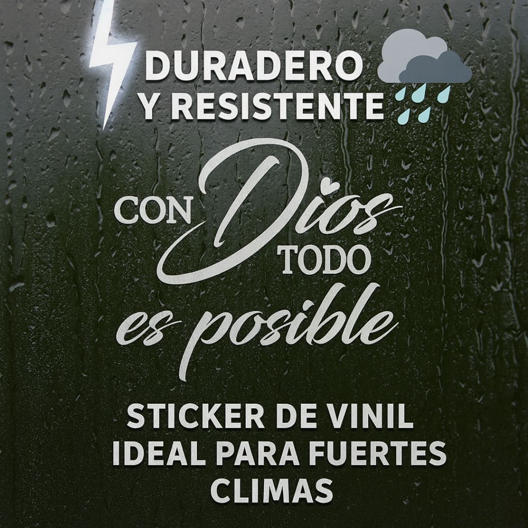 Sticker Vinilo Con Dios Todo Es Posible (6x5 in)